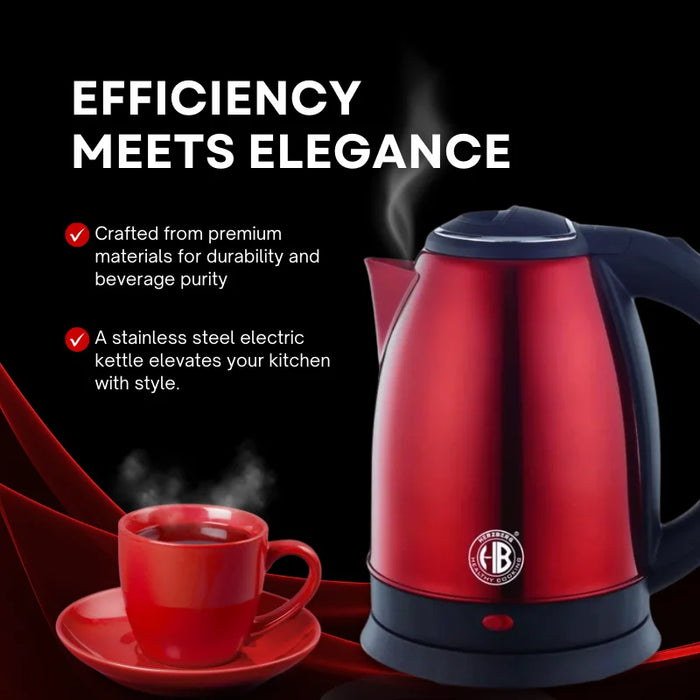 Herzberg HG-5011RED: 1.8L 1500W Stainless Steel Electric Kettle - Red - Shopperllo
