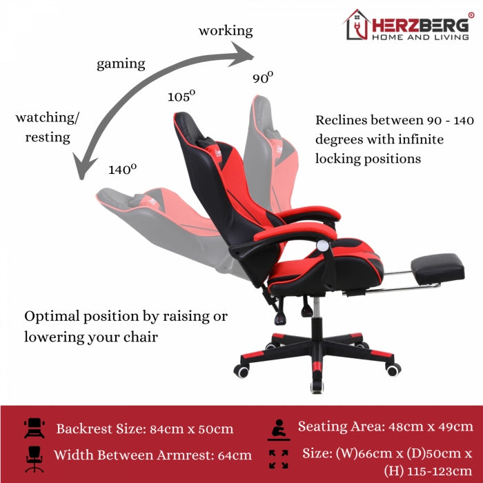 Gaming Herzberg et fauteuil de bureau avec repose-pied rétractable