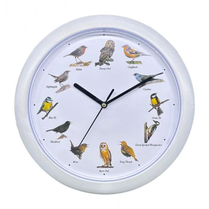 Herzberg HG-03725: horloge européenne de la chanson des oiseaux - blanc