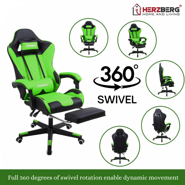 Herzberg Gaming and Office Chair with Retractable Footrest