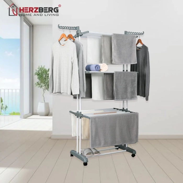 Herzberg HG-8034GRY: Rack de vêtements en mouvement - Gray