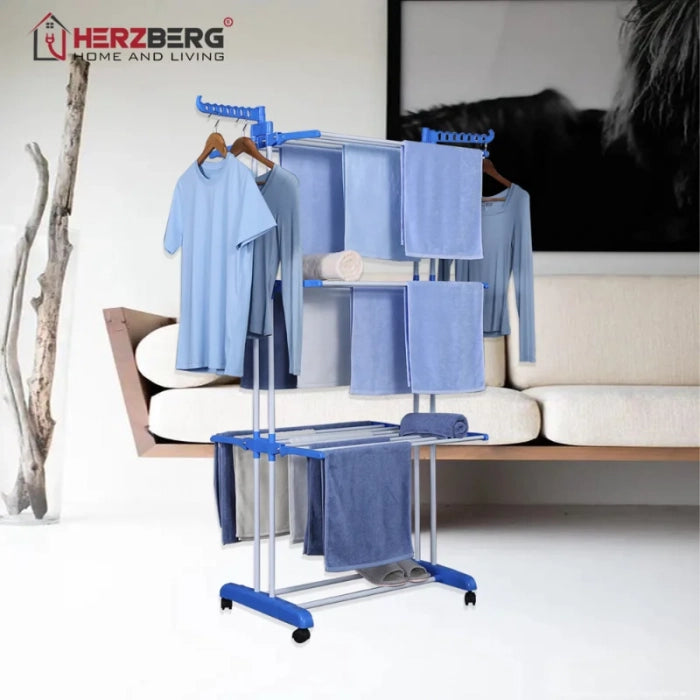 Herzberg HG-8034BLU: Rack de vêtements en mouvement - Bleu