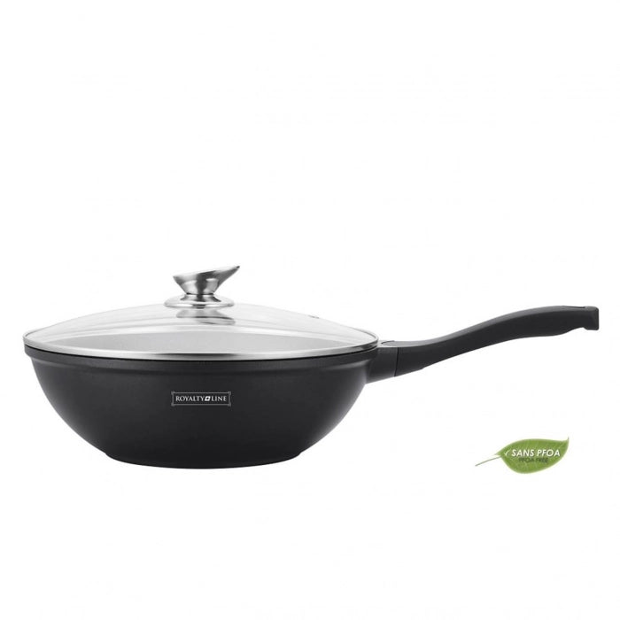 Royalty Line RL-BW32M; Marble Coating Wok with Glass Lid 32 cm - Shopperllo