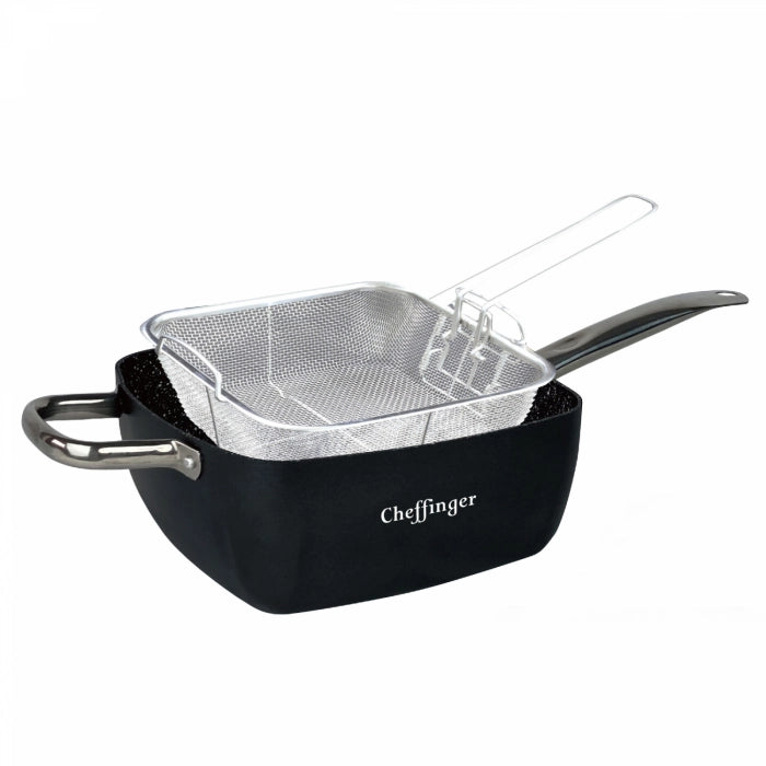 Cheffinger CF-FA04: 4 Pieces Marble Coated Square Deep Frying Pan Set - Shopperllo