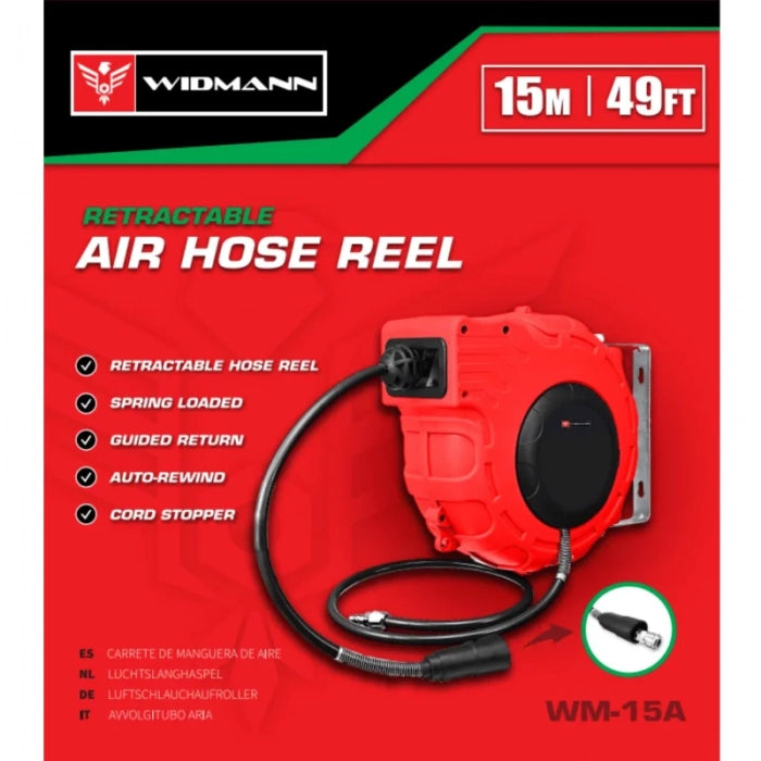 Widmann WM-15A: 15M Retractable Air Hose Reel - Shopperllo