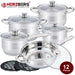 Herzberg 12 Pieces Stainless Steel Cookware Set - Shopperllo