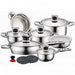 Cheffinger CF-1600S: 16 Pieces Stainless Steel (Inox) Cookware Set - Shopperllo