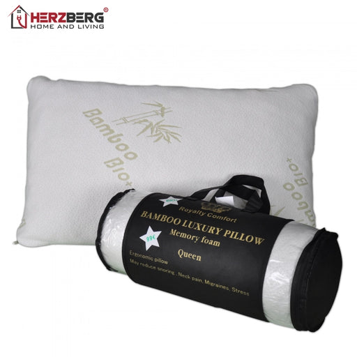 Royalty Comfort HG-5076BM: Bamboo Luxury Pillow with Ergonomic Memory Foam - Queen - Shopperllo