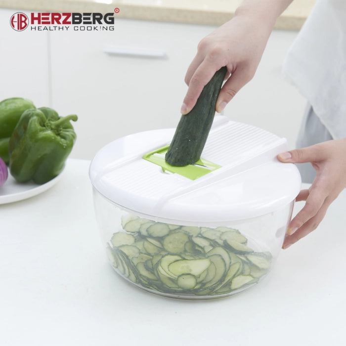 Herzberg HG-8032: Vegetable Slicer with Bowl and Storage Container Set - Shopperllo