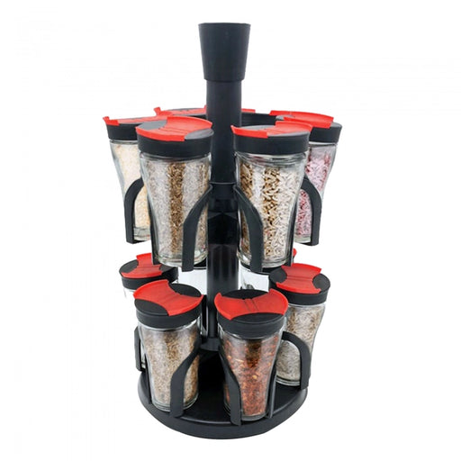Herzberg Spice Rack with 12 Glass Jar Set - Shopperllo