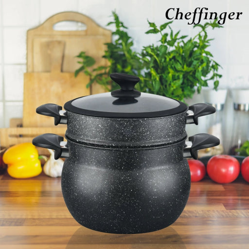 Cheffinger CF-COUS8: 8L Marble Coated Steam Cooker Couscous Pot - Shopperllo