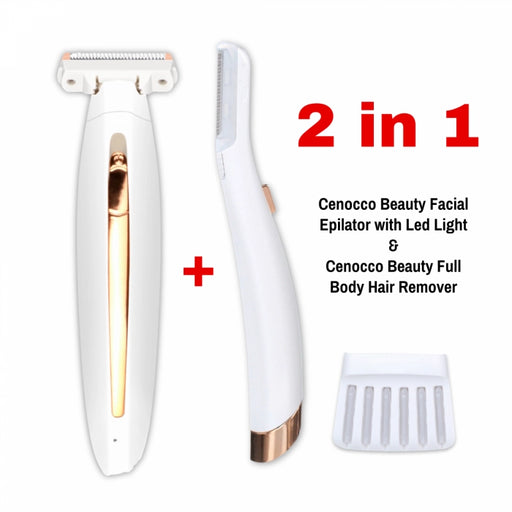Cenocco Beauty SETCC9087/9086: 2 in 1  Full Body Hair Remover + Facial Epilator with LED Combo Deal - Shopperllo