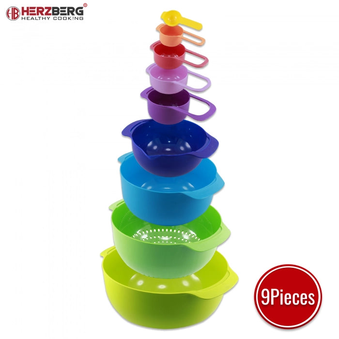 Herzberg 9 in 1 Bowl and Measuring Cups Set - Shopperllo